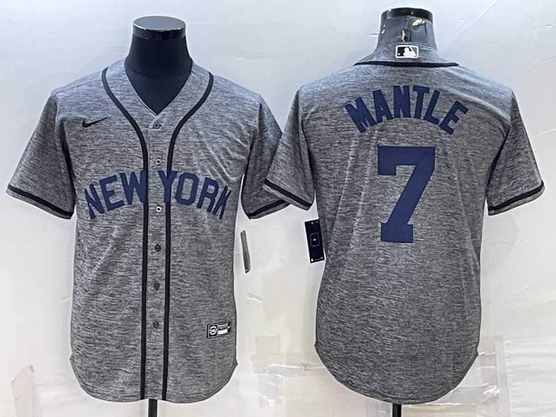 Mens New York Yankees #7 Mickey Mantle Grey Gridiron Cool Base Stitched Jersey